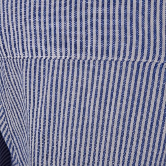 For Cynthia Sz Medium Blue White Striped Tunic Long Sleeve Roll Tab Split V-neck - Picture 10 of 15